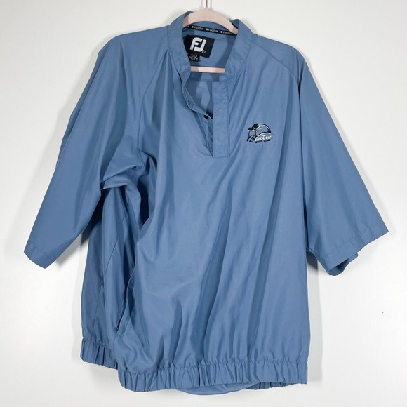 FootJoy Bent Tree Golf Club Shirt Men Blue Short Sleeve Elastic Waist Size Large - Picture 1 of 7
